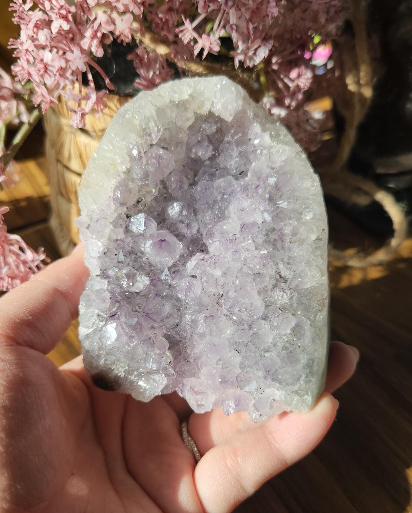 Beautiful light purple/lavender amethyst, raw cutbase, natural, from Brazil