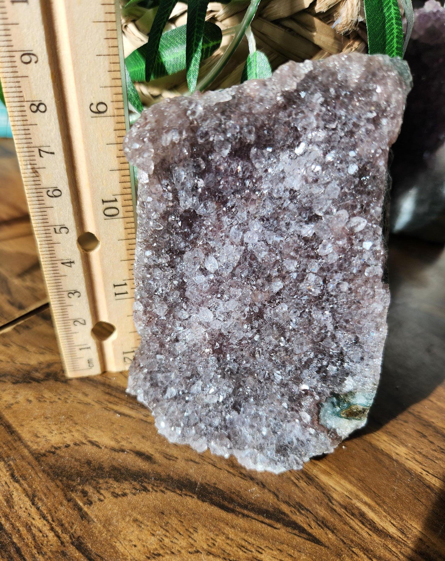 Pretty purple amethyst with small sparkly points, raw cutbase, natural, from Brazil