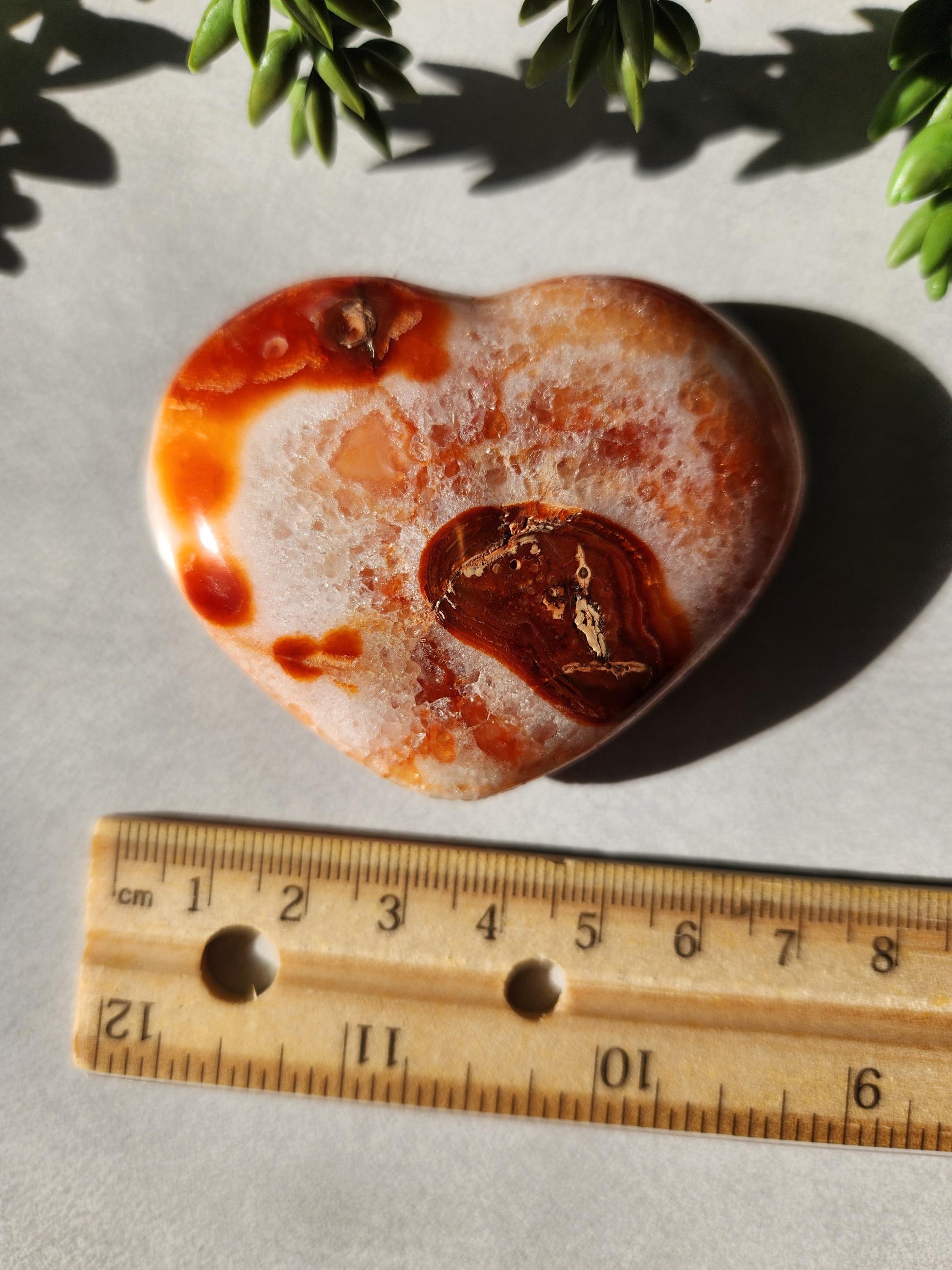 Beautiful carnelian heart with quartz