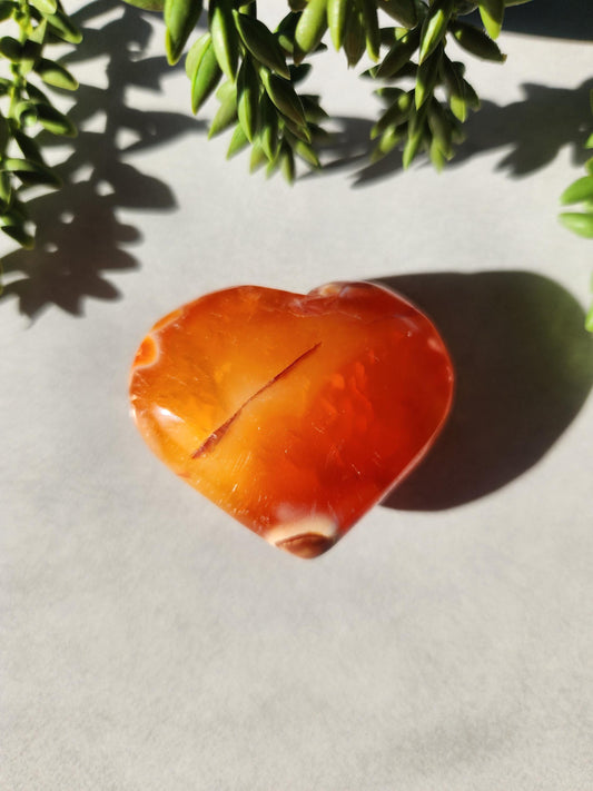 AAA Beautiful carnelian with quartz heart carving from Madagascar with small orbs patterns, natural carnelian