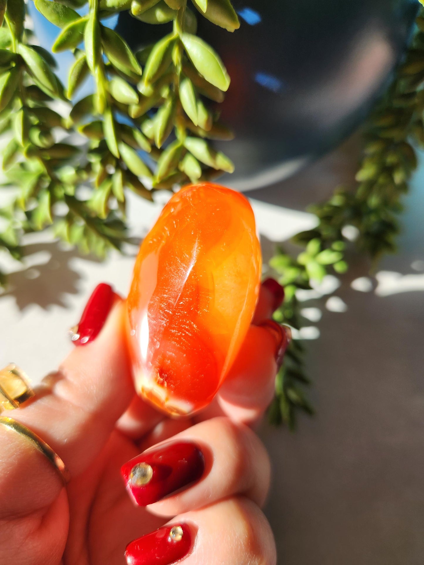 AAA Beautiful carnelian with quartz heart carving from Madagascar with small orbs patterns, natural carnelian