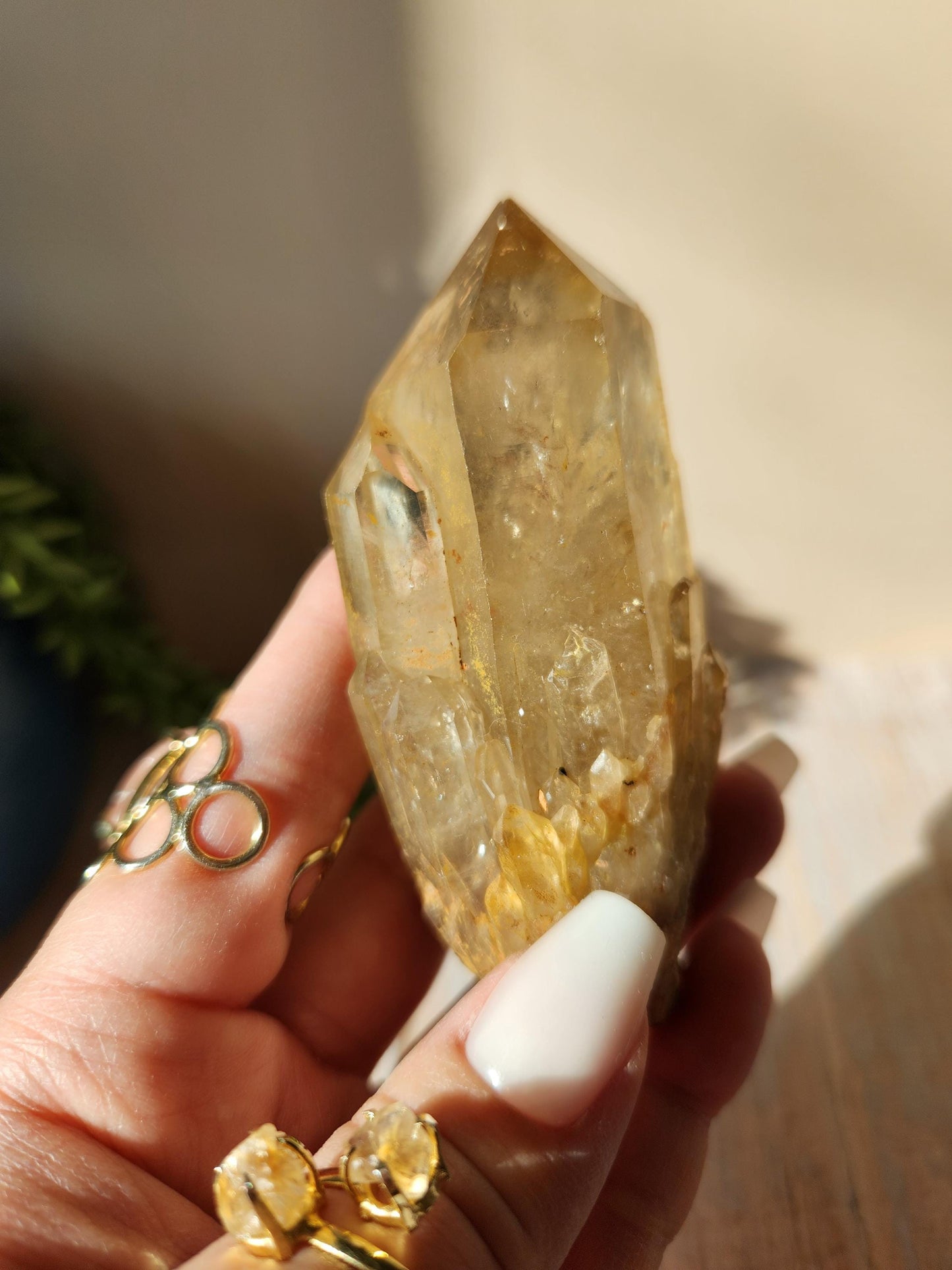 Natural kundalini citrine from the Congo, honey citrine with rainbows, genuine, untreated and not polished
