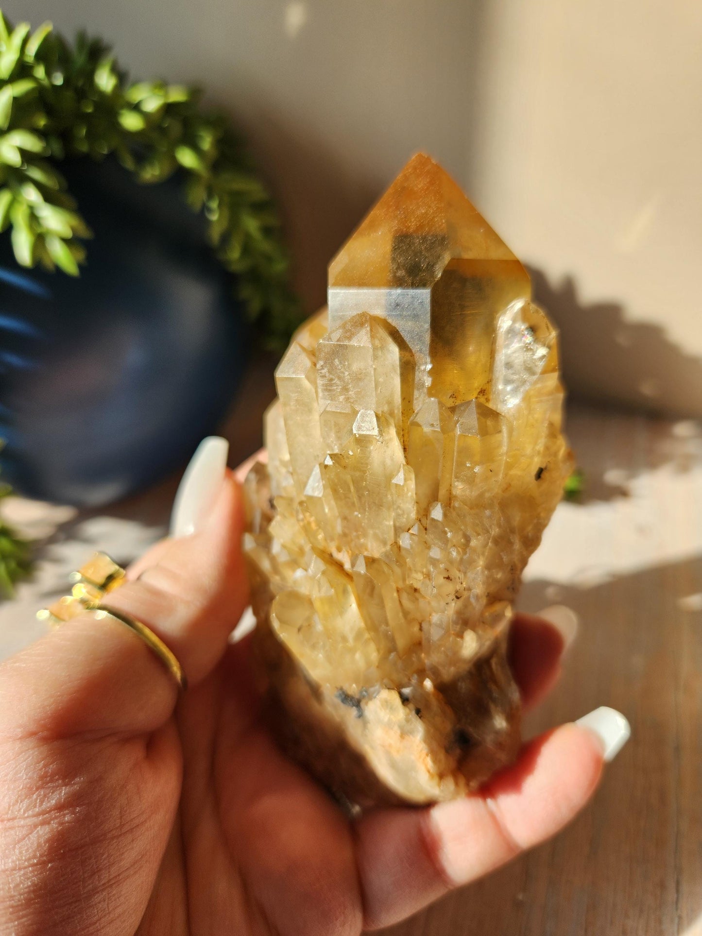 AAA Natural kundalini citrine cluster from the Congo, honey citrine with rainbows, genuine, untreated and not polished