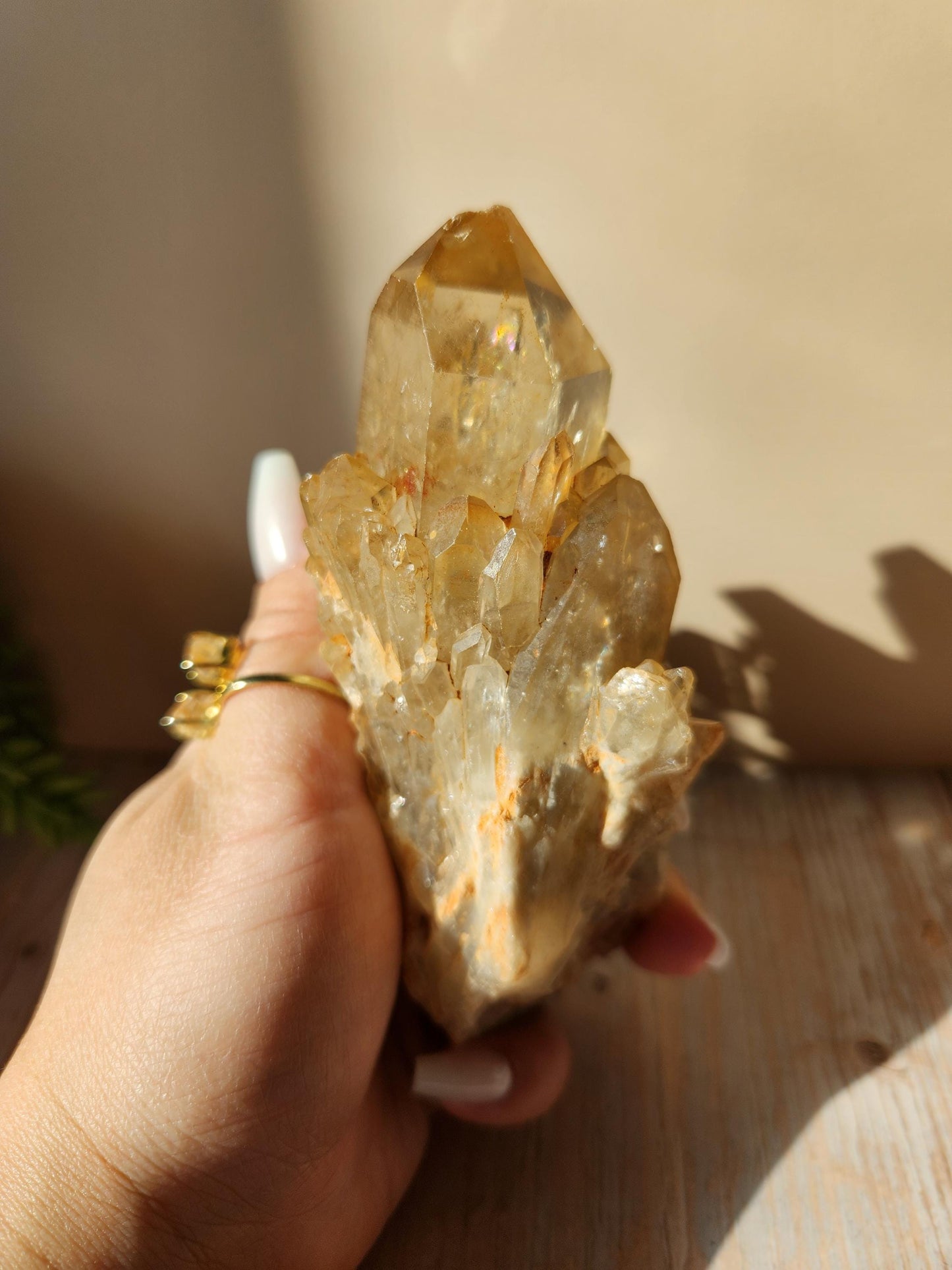 Natural kundalini citrine cluster from the Congo, honey citrine with rainbows,  genuine, untreated and not polished
