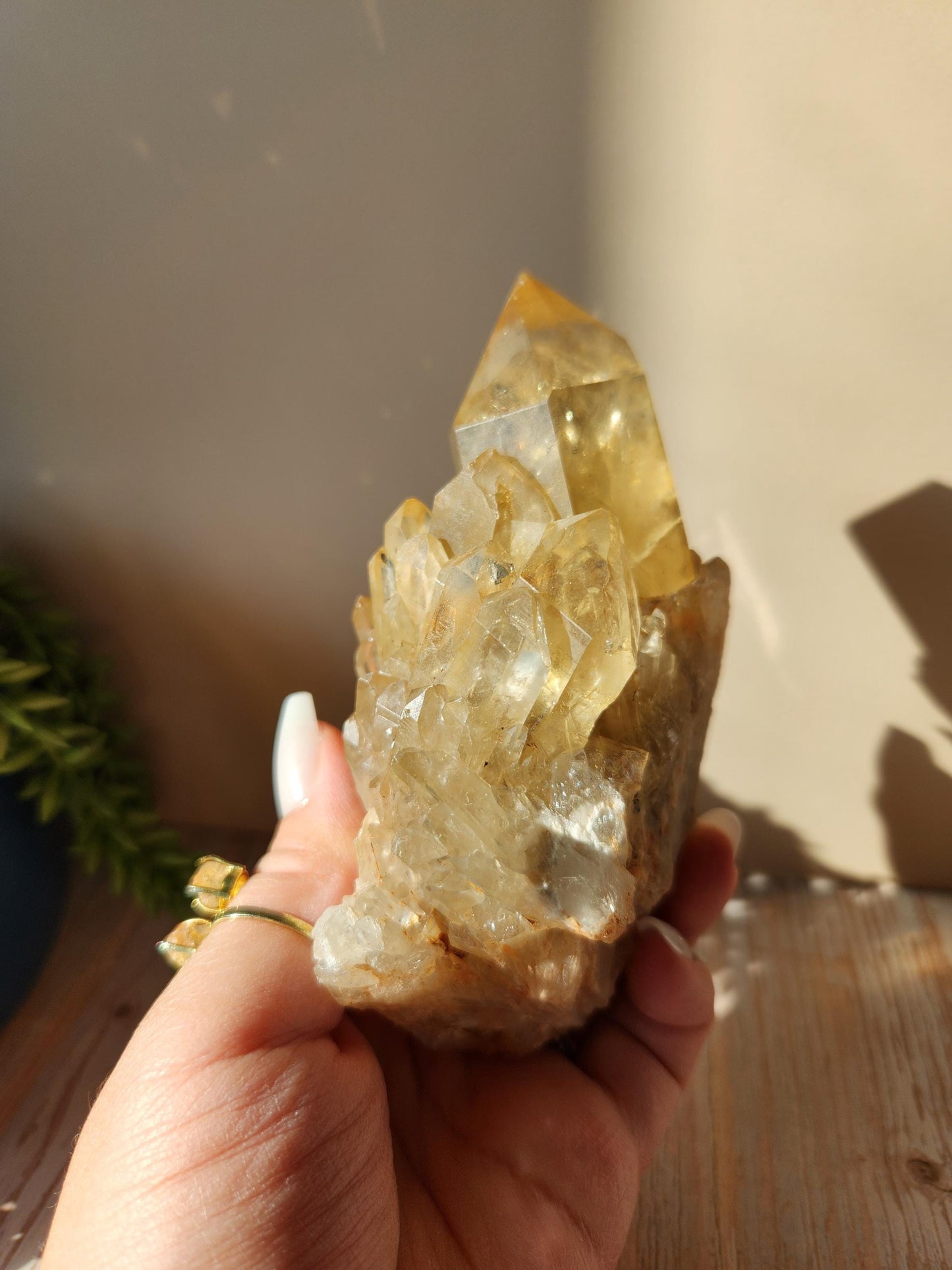 Natural kundalini citrine cluster from the Congo, honey citrine with rainbows, genuine, untreated and not polished