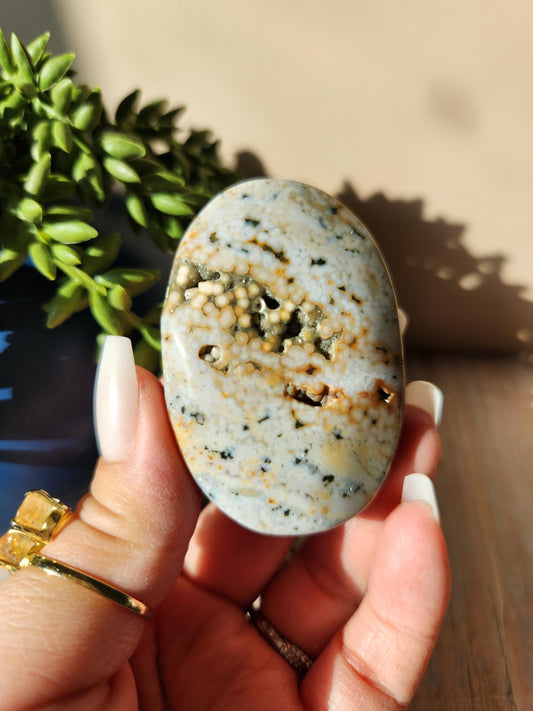 Pretty ocean jasper palm stone