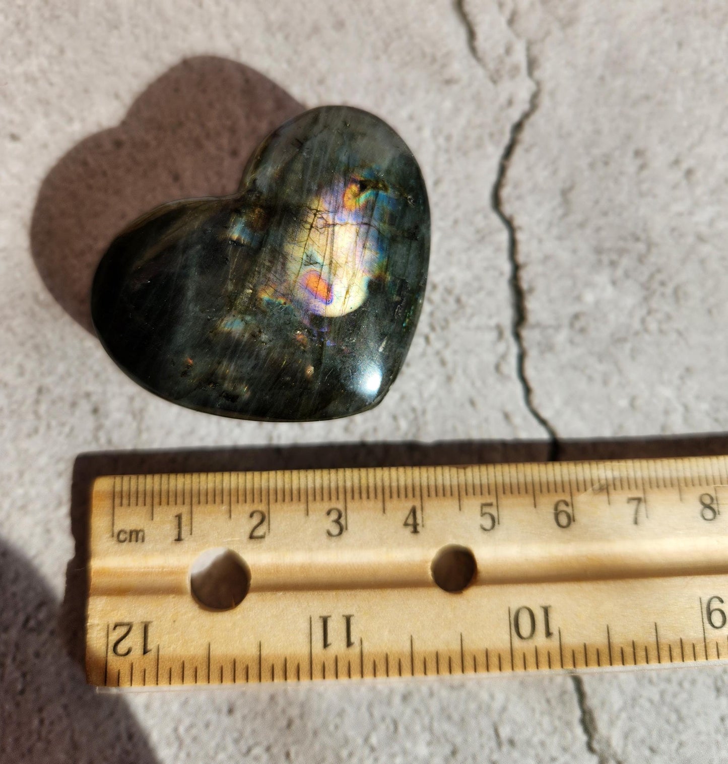 Amazing labradorite heart with with silver sheen from Finland