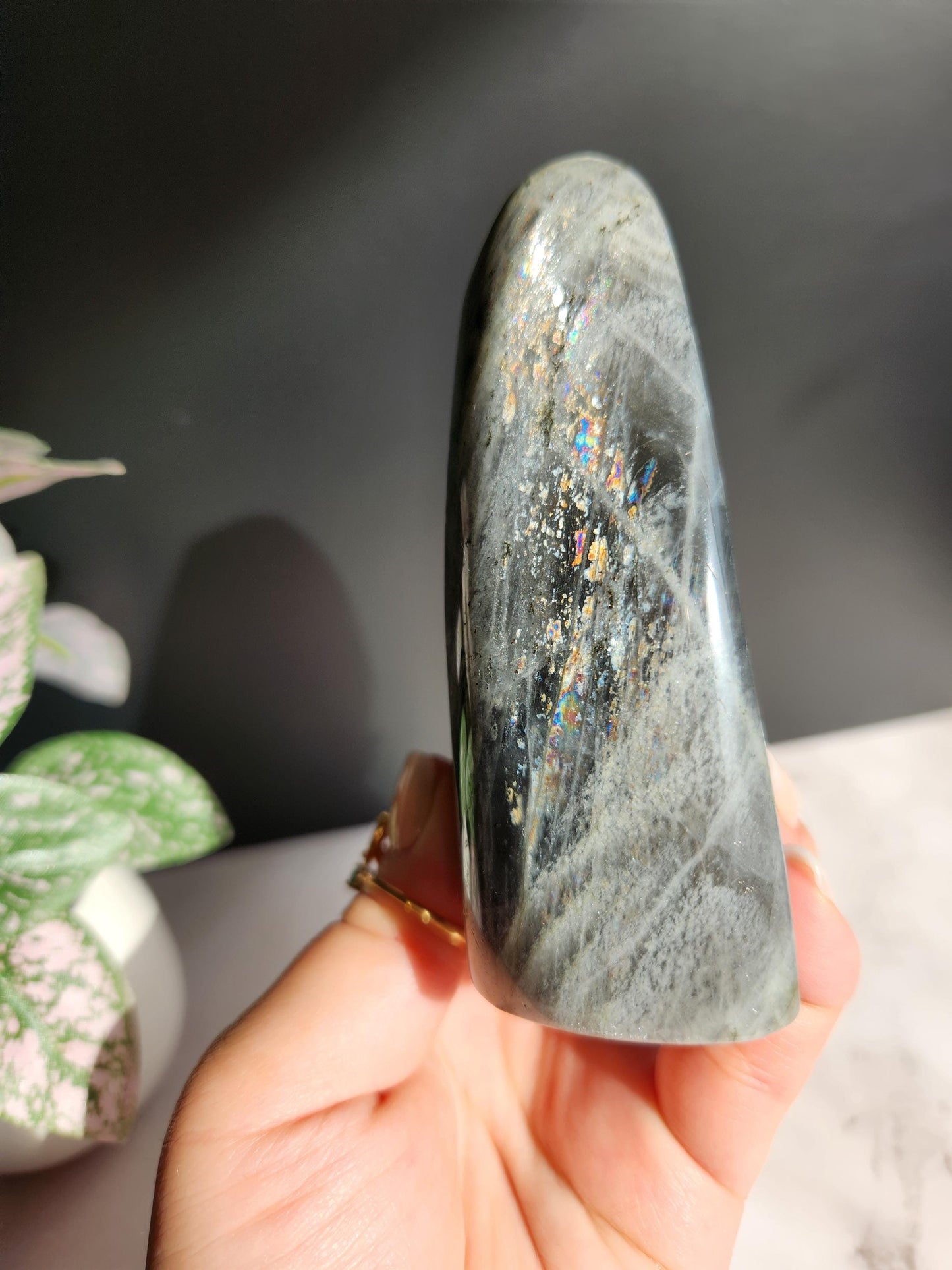 Amazing large purple blue white labradorite free form from Madagascar, natural labradorite
