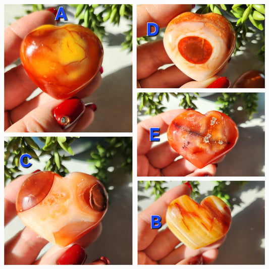You pick - Carnelian heart carvings from Madagascar with unique patterns, beautiful natural carnelian