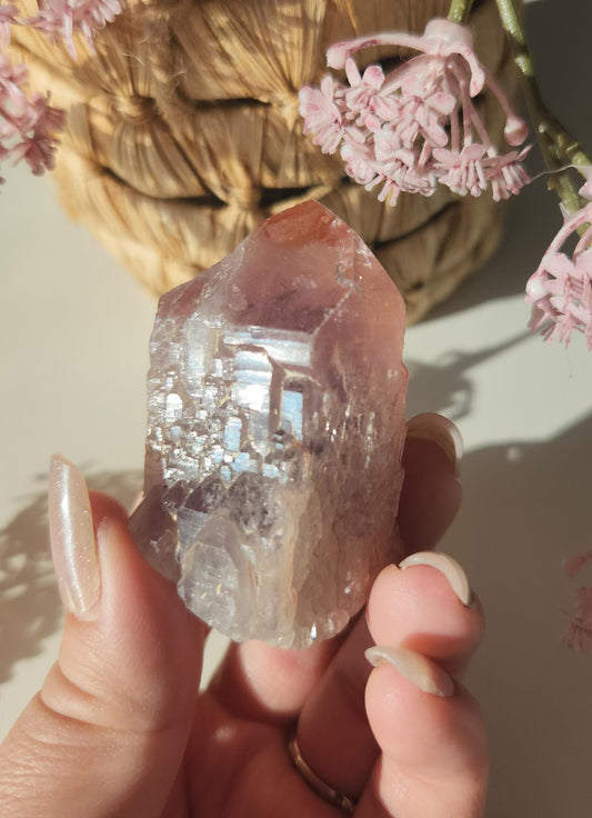 AAA beautiful rare cathedral Amethyst point with oxidation by mother nature, self healed, raw, natural and unpolished from Brazil