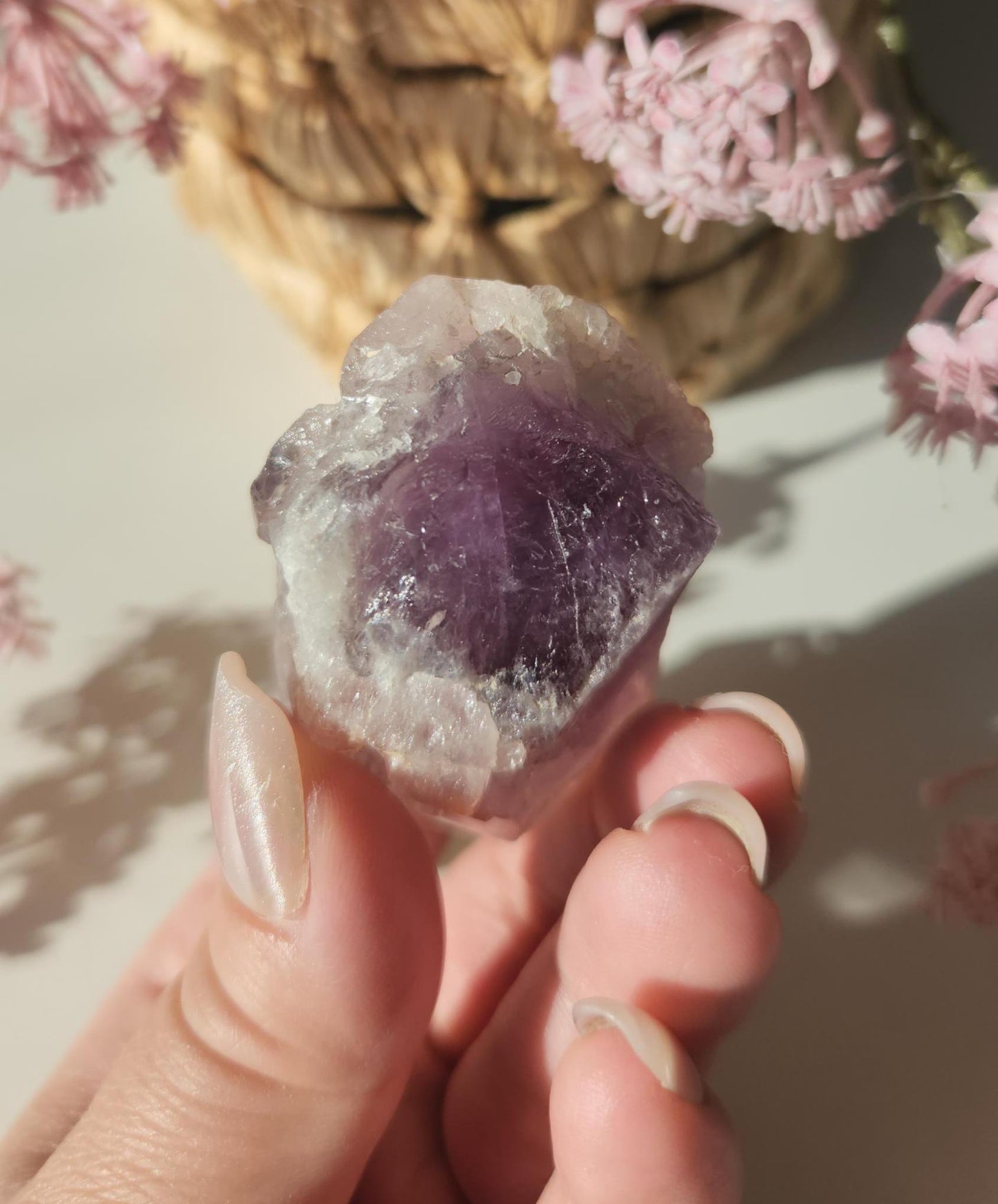 AAA beautiful rare cathedral Amethyst point with oxidation by mother nature, self healed, raw, natural and unpolished from Brazil