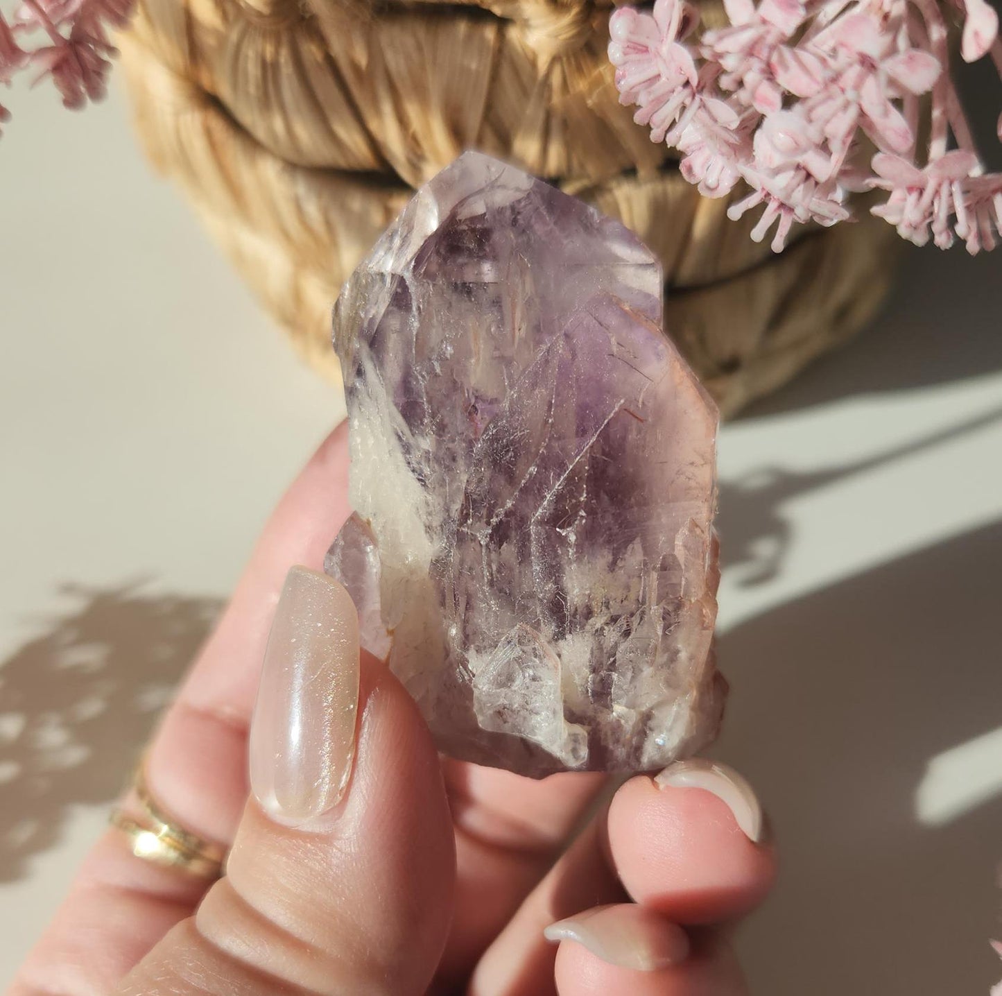 AAA beautiful rare cathedral Amethyst point with oxidation by mother nature, self healed, raw, natural and unpolished from Brazil