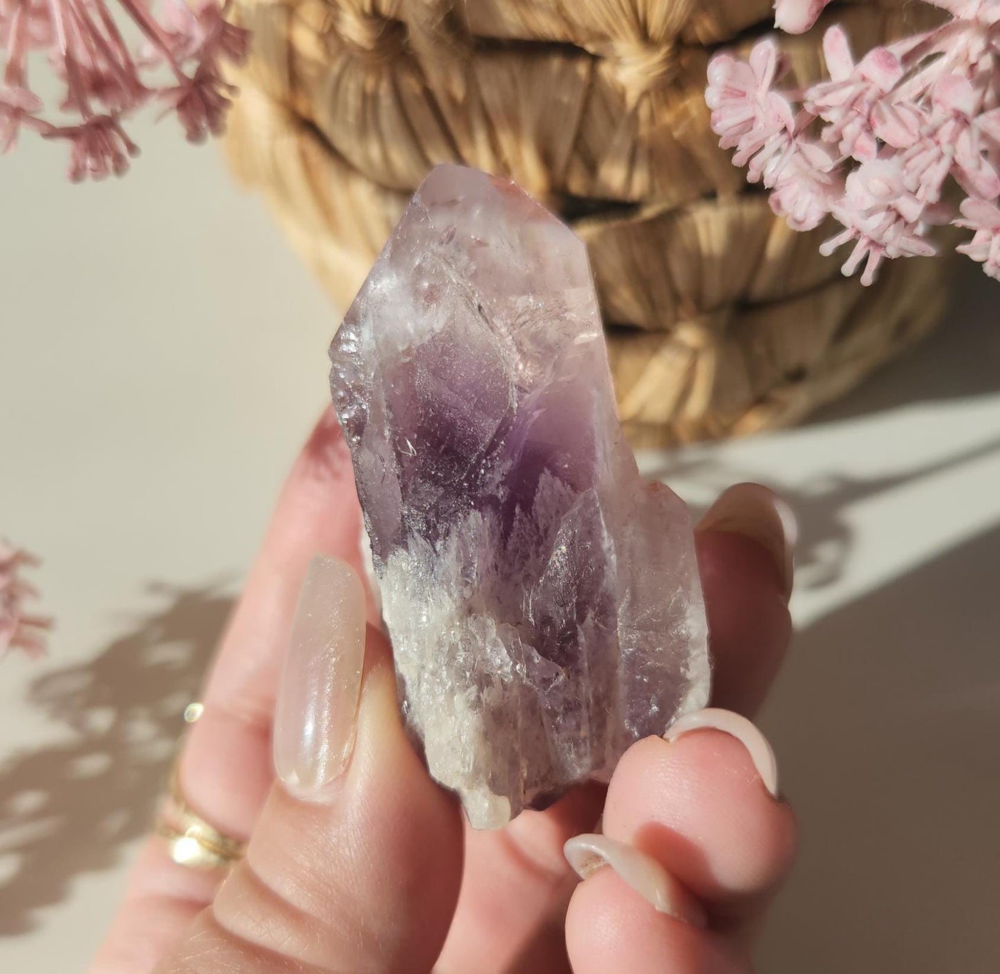 AAA beautiful rare cathedral Amethyst point with oxidation by mother nature, self healed, raw, natural and unpolished from Brazil