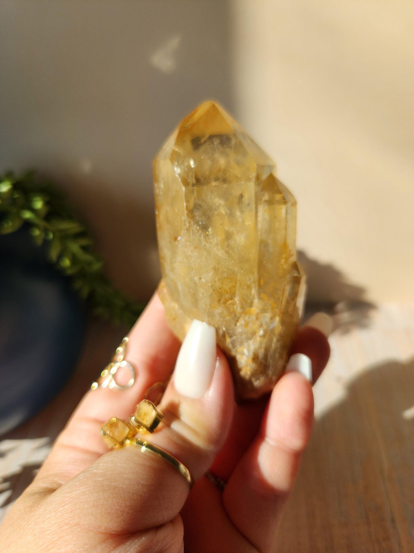 Natural kundalini citrine from the Congo, honey citrine with rainbows, genuine, untreated and not polished