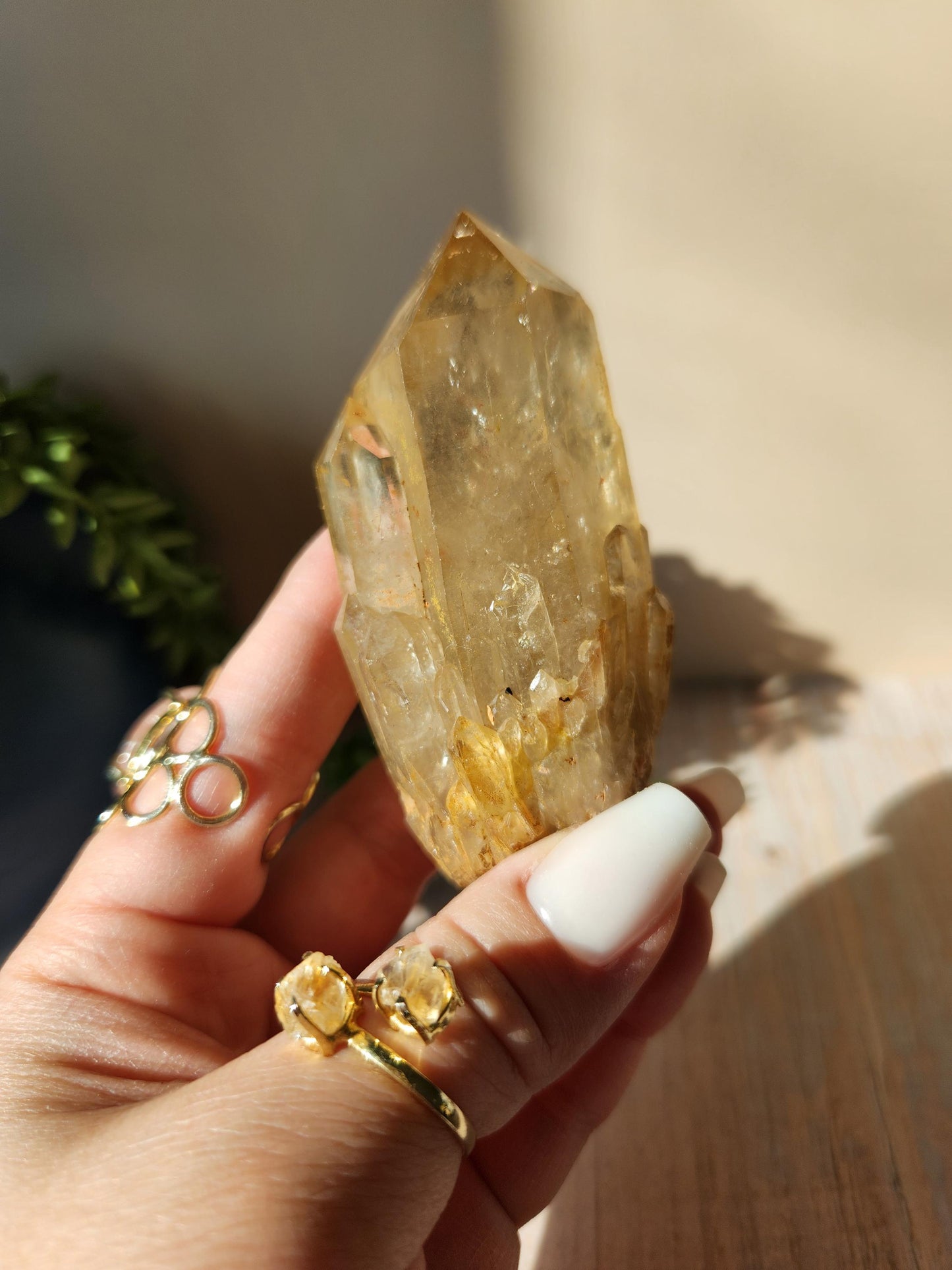 Natural kundalini citrine from the Congo, honey citrine with rainbows, genuine, untreated and not polished