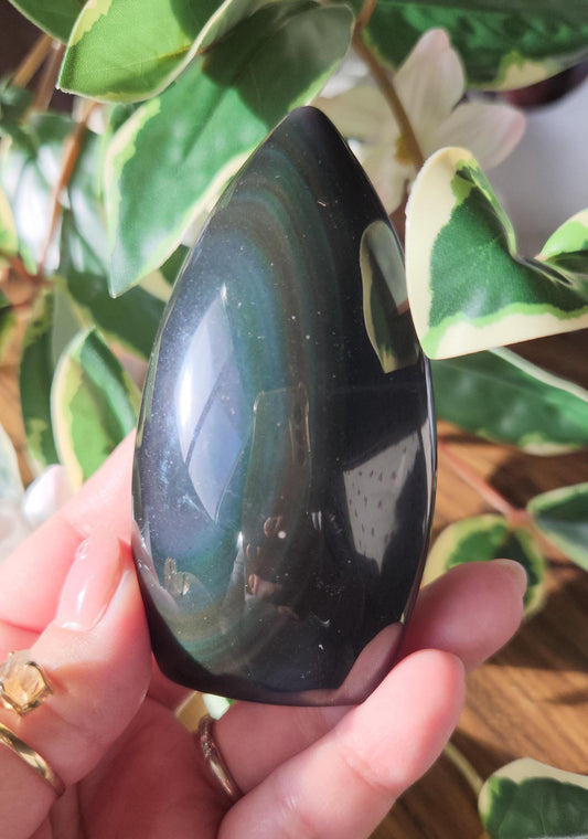 Stunning rainbow obsidian flame from Madagascar