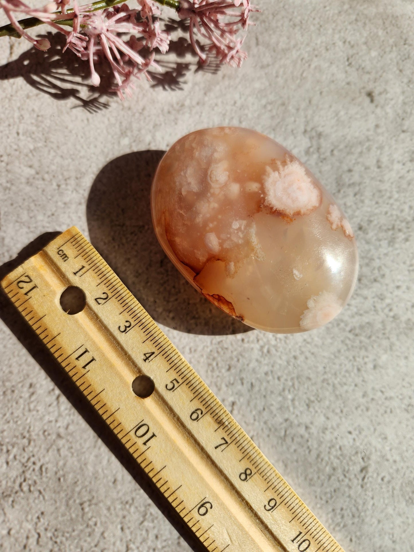 AAA natural rare carnelian flower agate palm stone with pink flowers from Madagascar, cherry blossoms, translucent