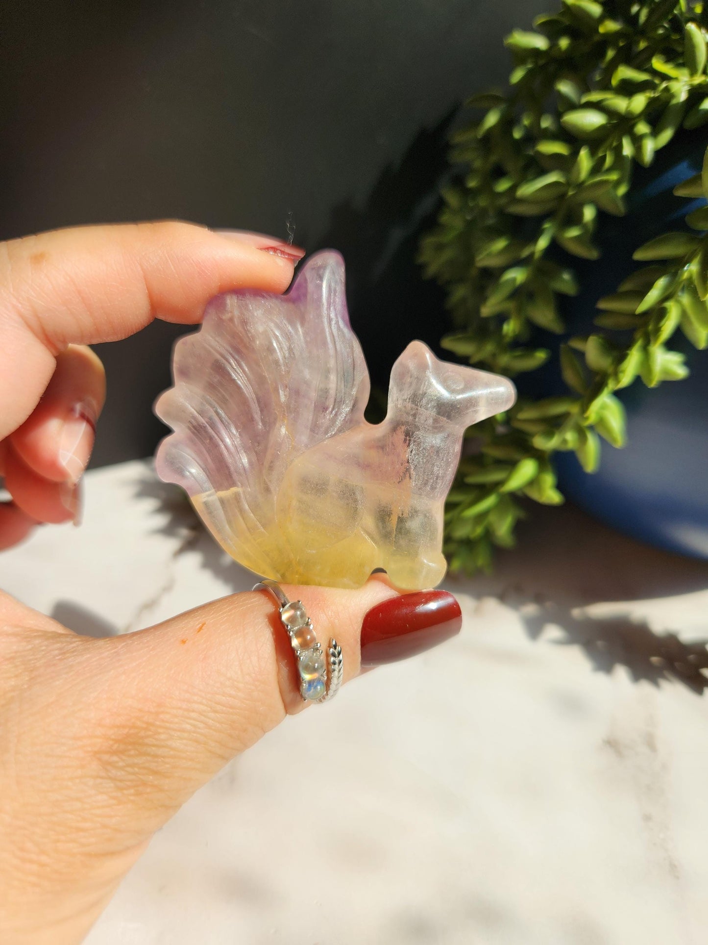 AAA fluorite 9 tail fox carving