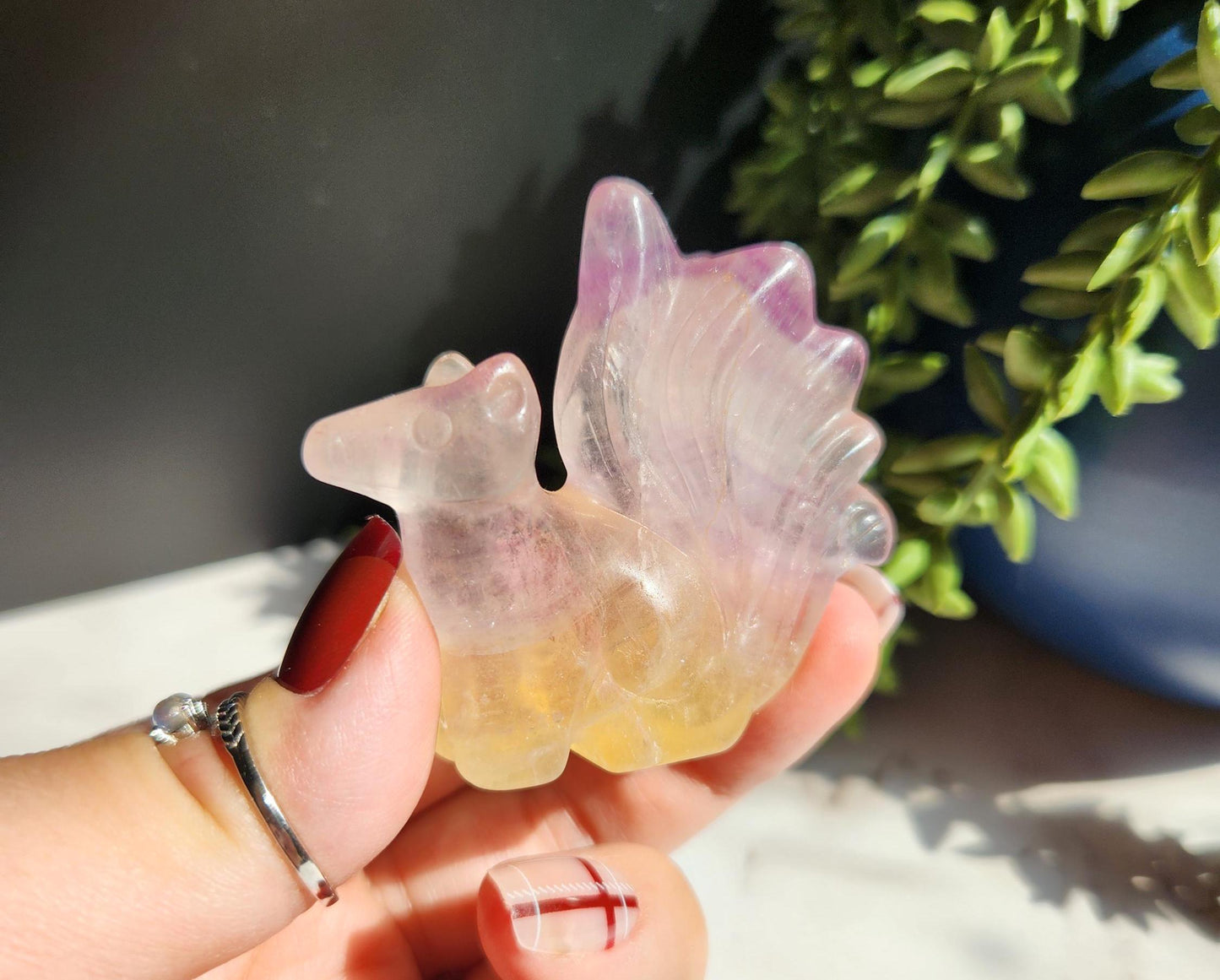 AAA fluorite 9 tail fox carving
