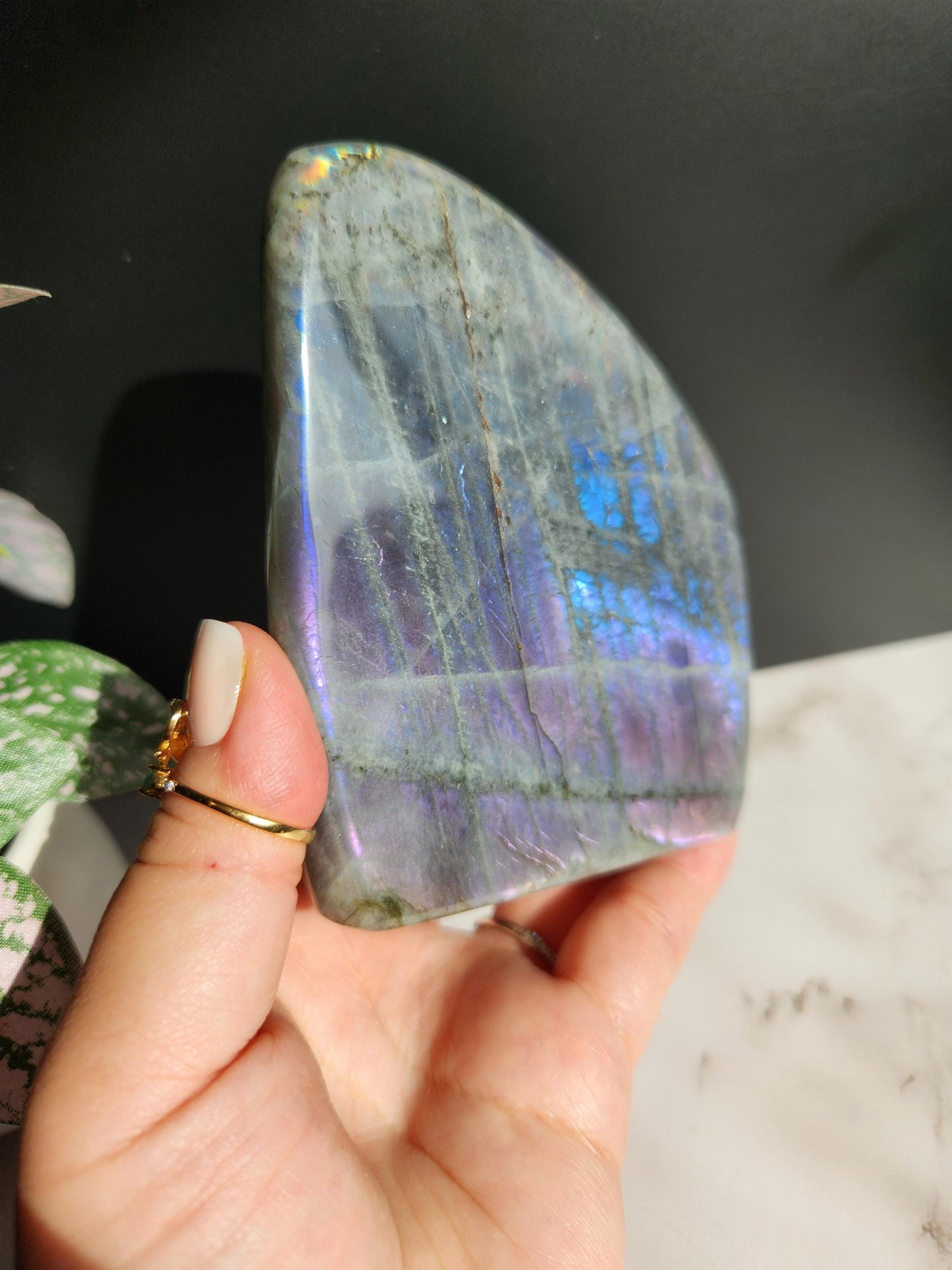 Amazing large purple blue white labradorite free form from Madagascar, natural labradorite