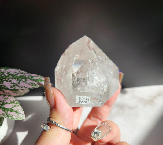 Beautiful chunky clear quartz tower with rainbows from Brazil V44