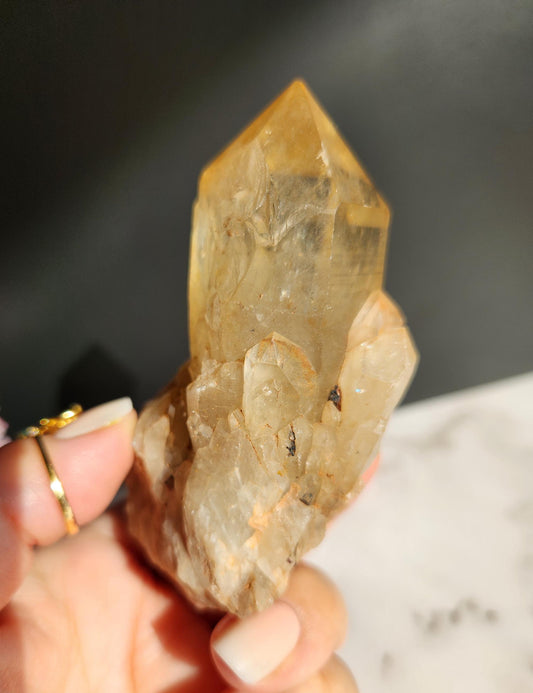 Natural kundalini citrine from the Congo, honey citrine with rainbows, genuine, untreated and not polished