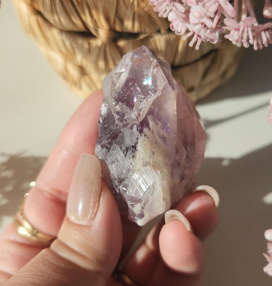 AAA beautiful rare cathedral Amethyst point with oxidation by mother nature, self healed, raw, natural and unpolished from Brazil