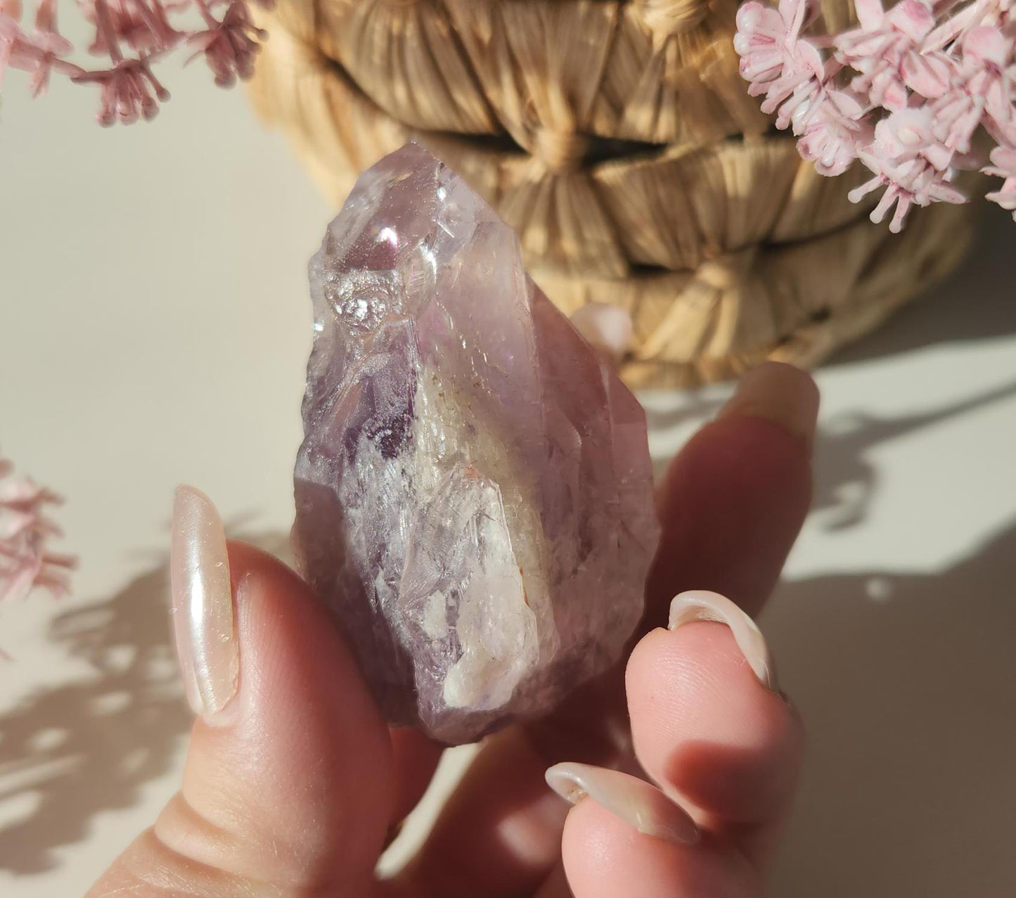 AAA beautiful rare cathedral Amethyst point with oxidation by mother nature, self healed, raw, natural and unpolished from Brazil