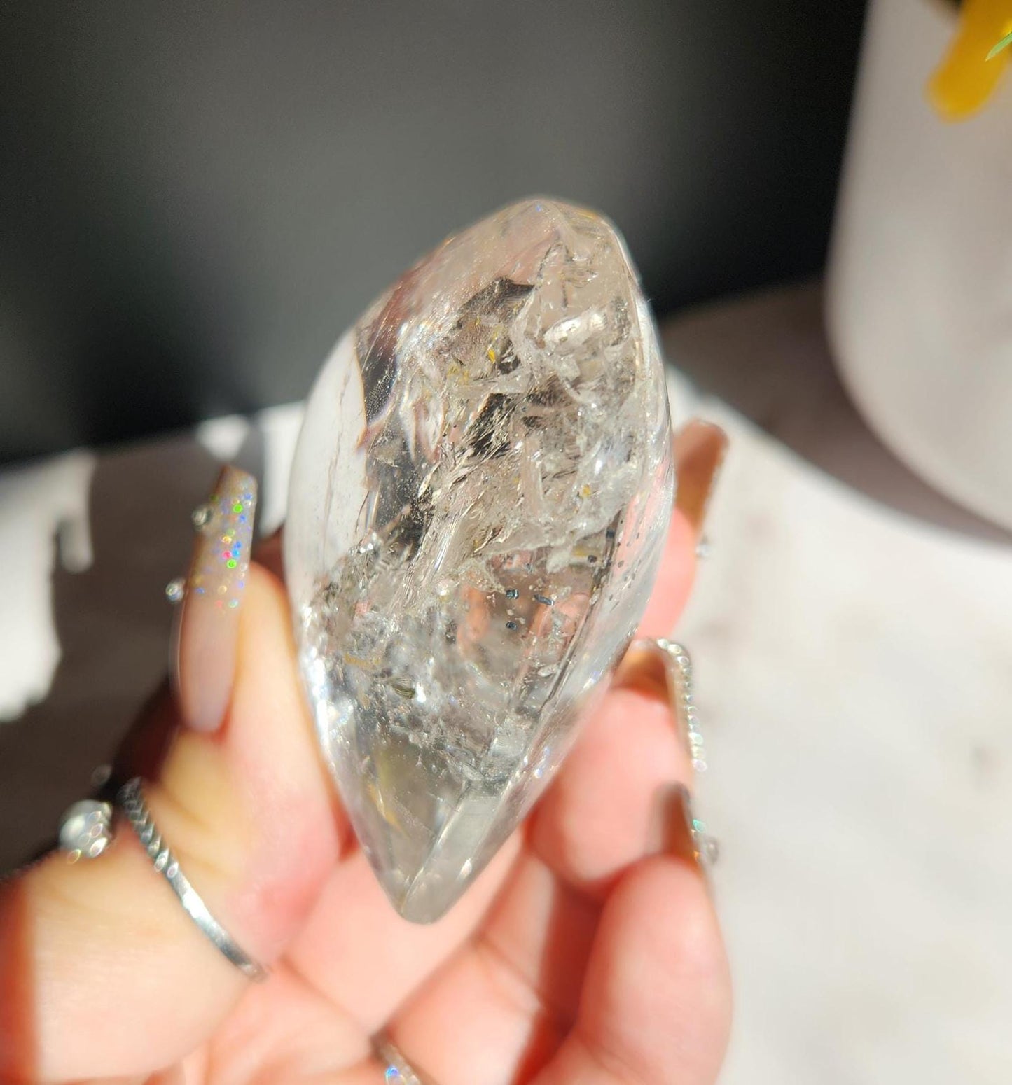 AAA clear quartz heart with rainbows from Brazil 33C