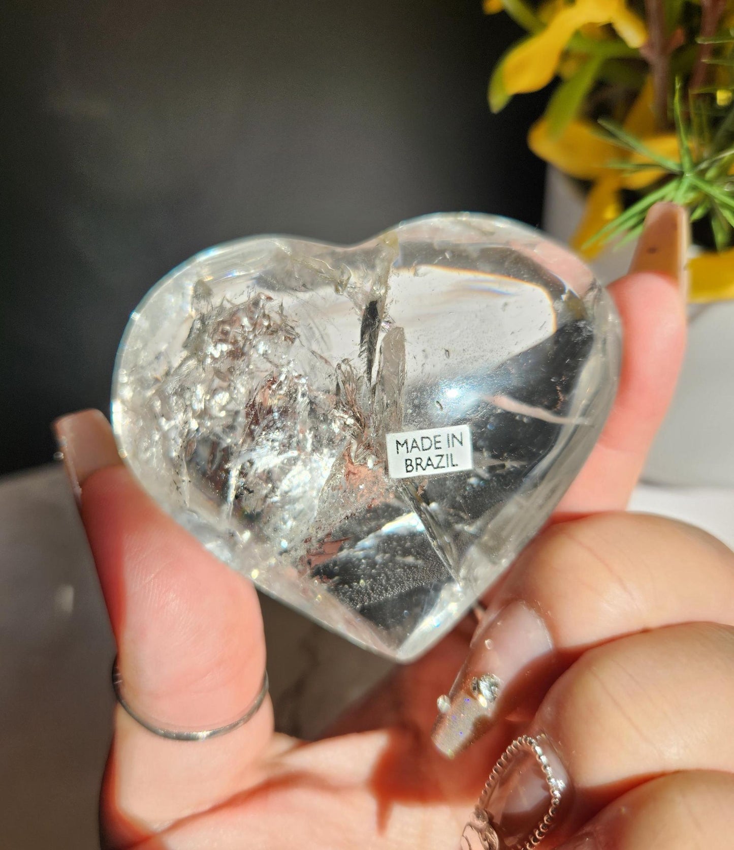 AAA clear quartz heart with rainbows from Brazil 33C