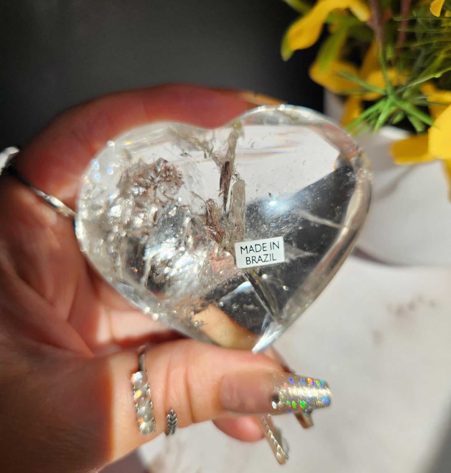 AAA clear quartz heart with rainbows from Brazil 33C