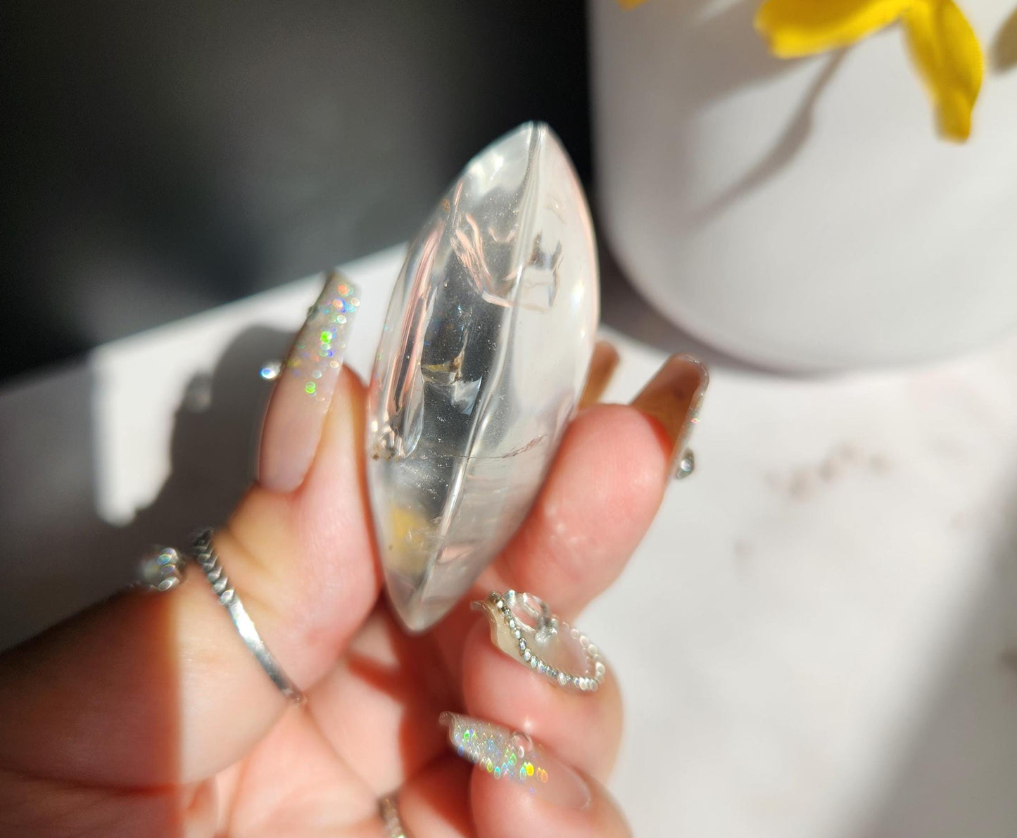AAA Beautiful clear quartz heart with rainbows from Brazil 22F