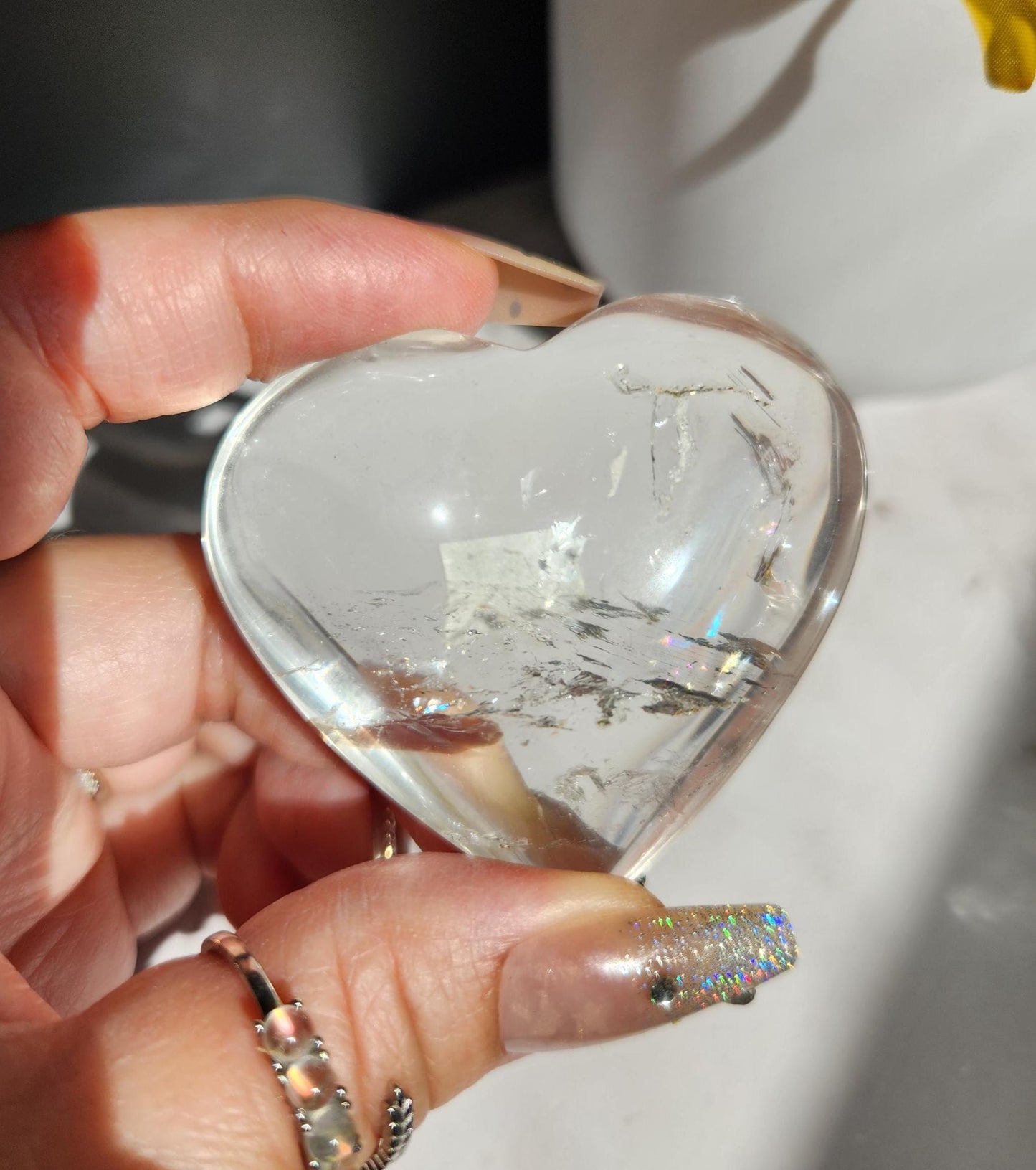 AAA Beautiful clear quartz heart with rainbows from Brazil 22F