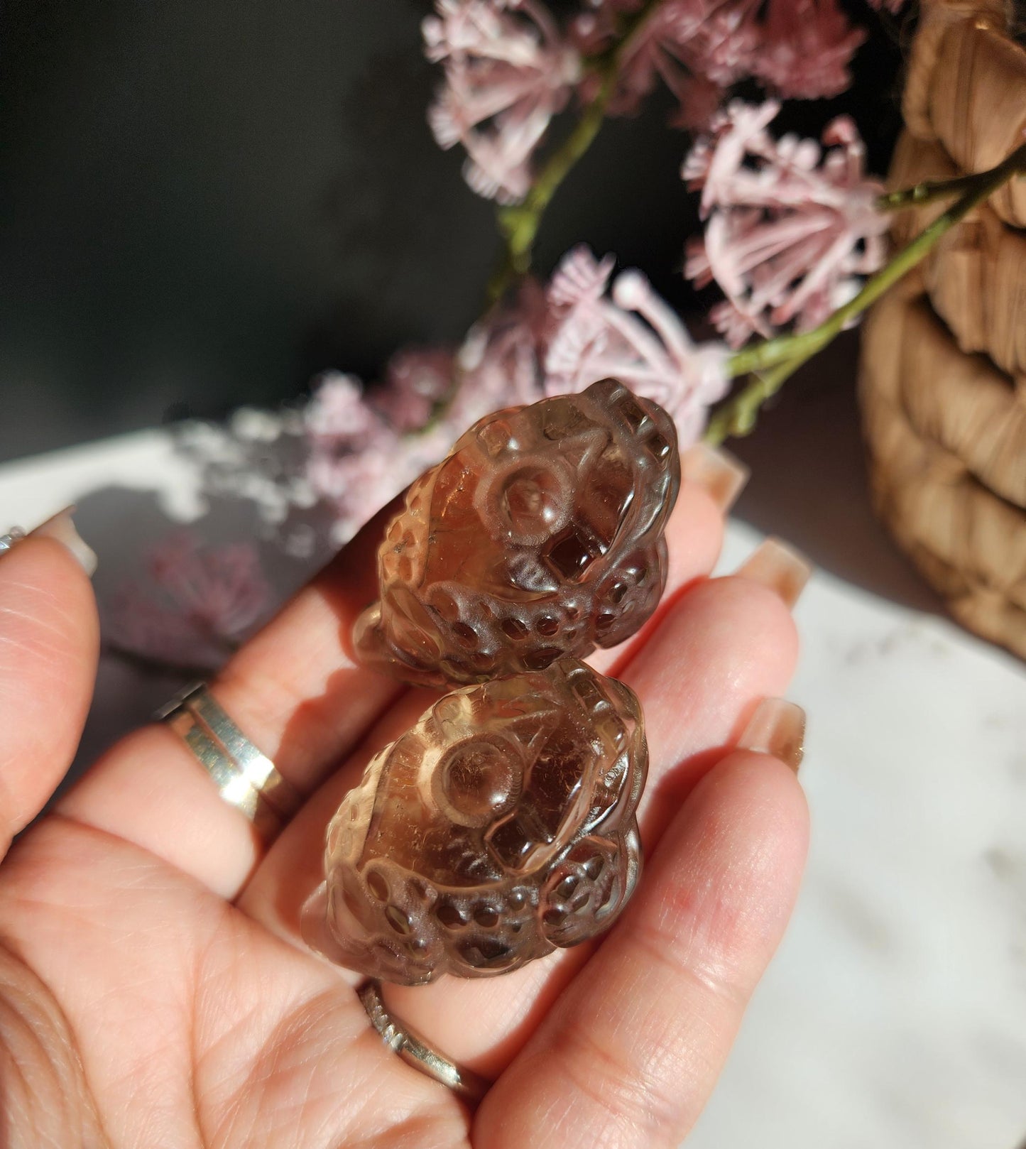 Smoky quartz money toad carvings, money frog,  natural Smoky quartz