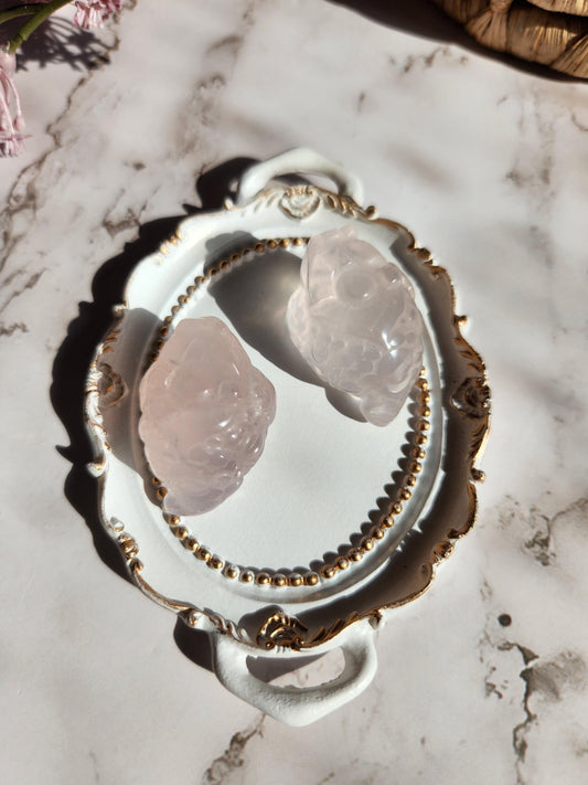 AAA rose quartz money toad carvings, money frog 33C