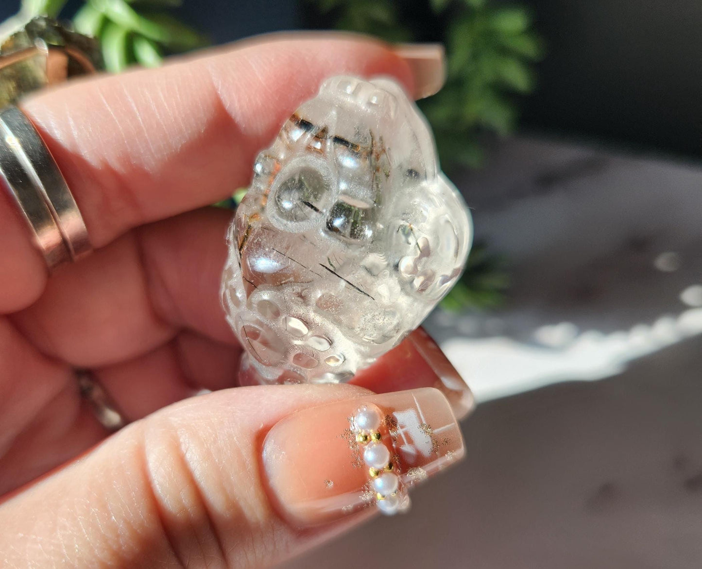 AAA black tourmaline in quartz money toad carvings, money frog