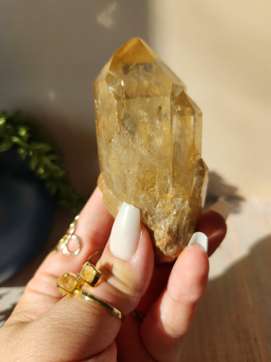 Natural kundalini citrine from the Congo, honey citrine with rainbows, genuine, untreated and not polished