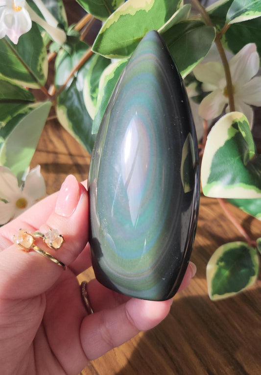 Stunning rainbow obsidian flame from Madagascar