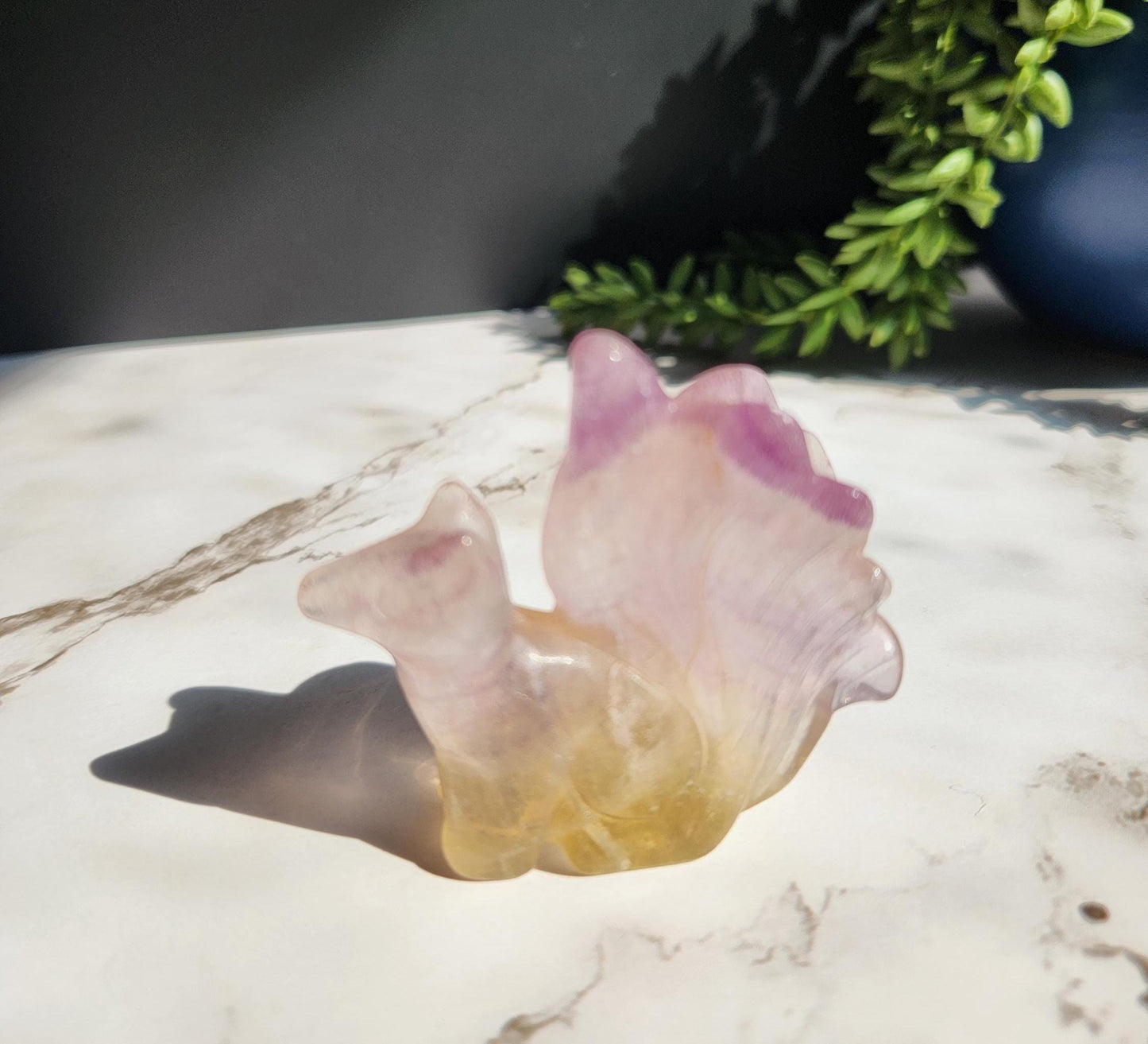 AAA fluorite 9 tail fox carving