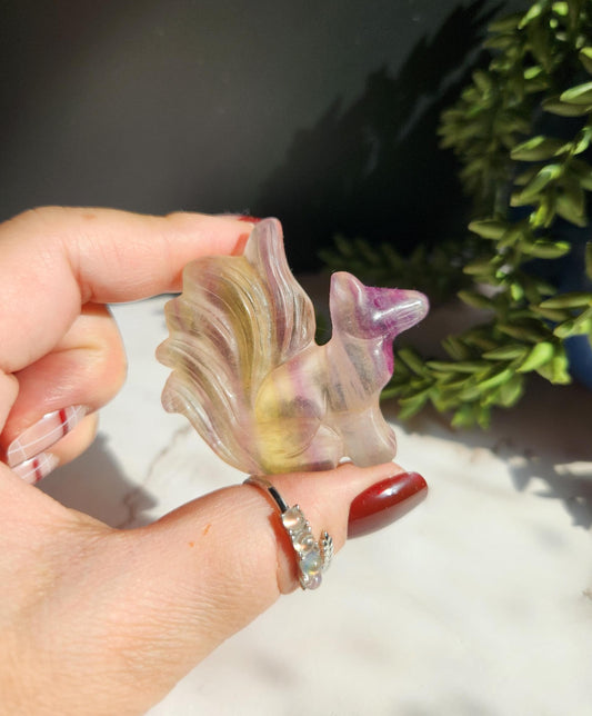 AAA fluorite 9 tail fox carving