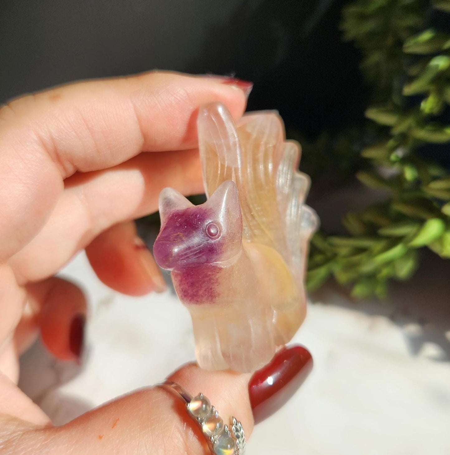 AAA fluorite 9 tail fox carving