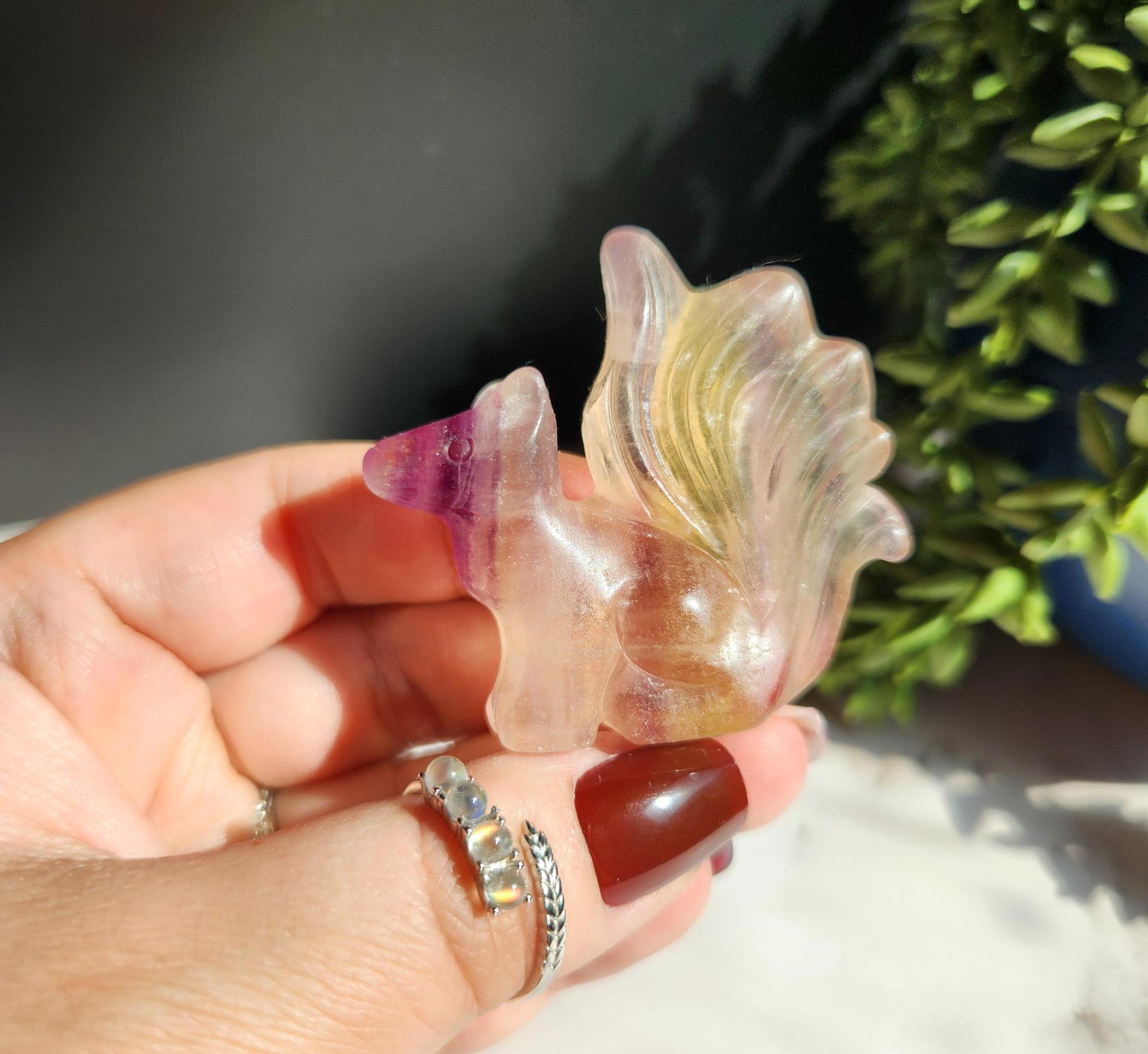 AAA fluorite 9 tail fox carving