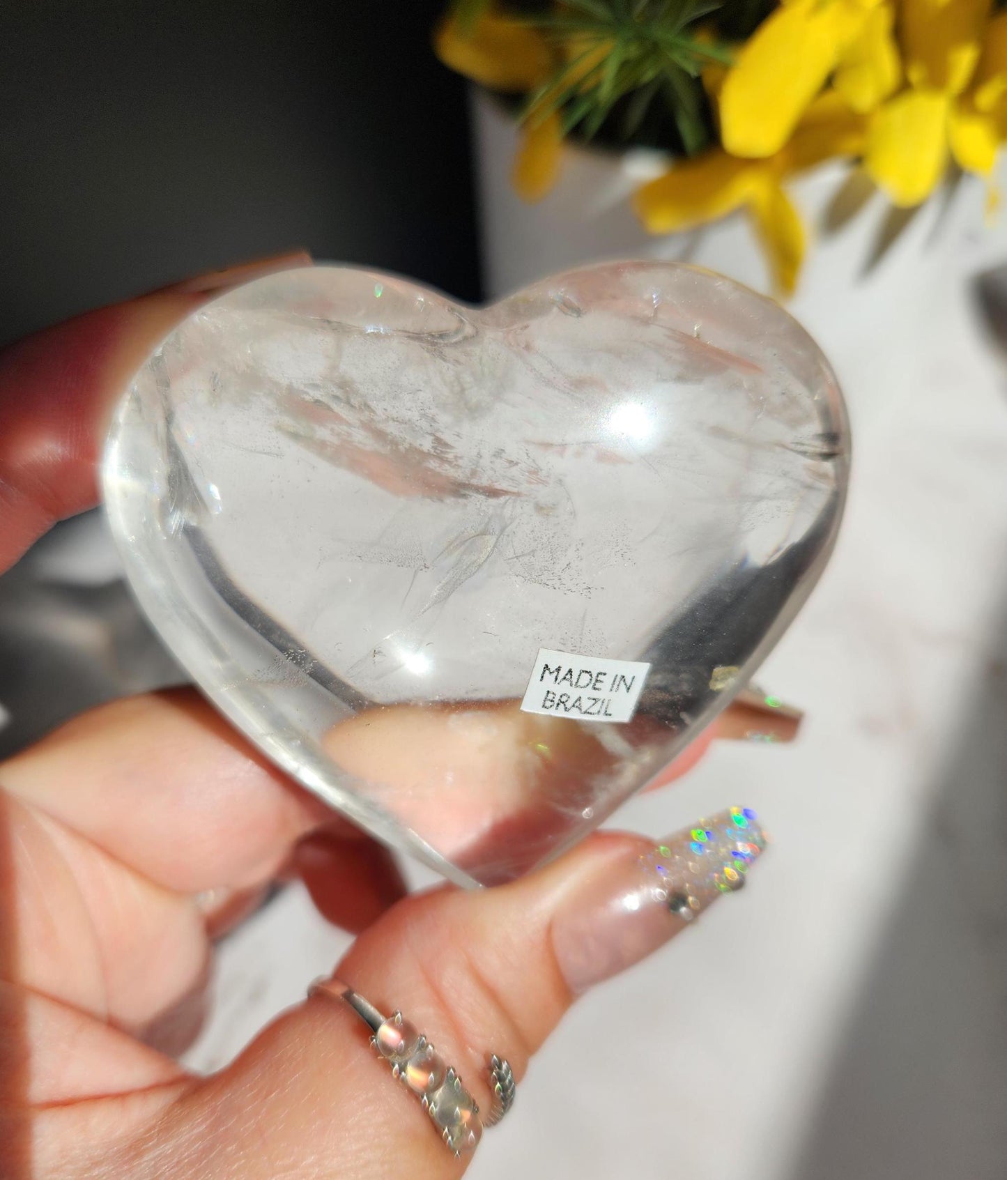 Beautiful clear quartz heart with rainbows from Brazil 29A
