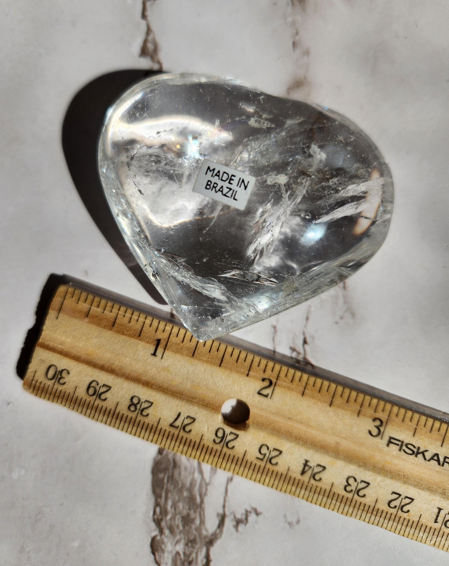 Beautiful clear quartz heart with rainbows from Brazil 32E