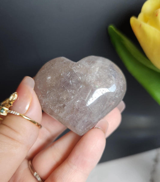 Beautiful blue rose quartz heart with rainbows from Madagascar 11C