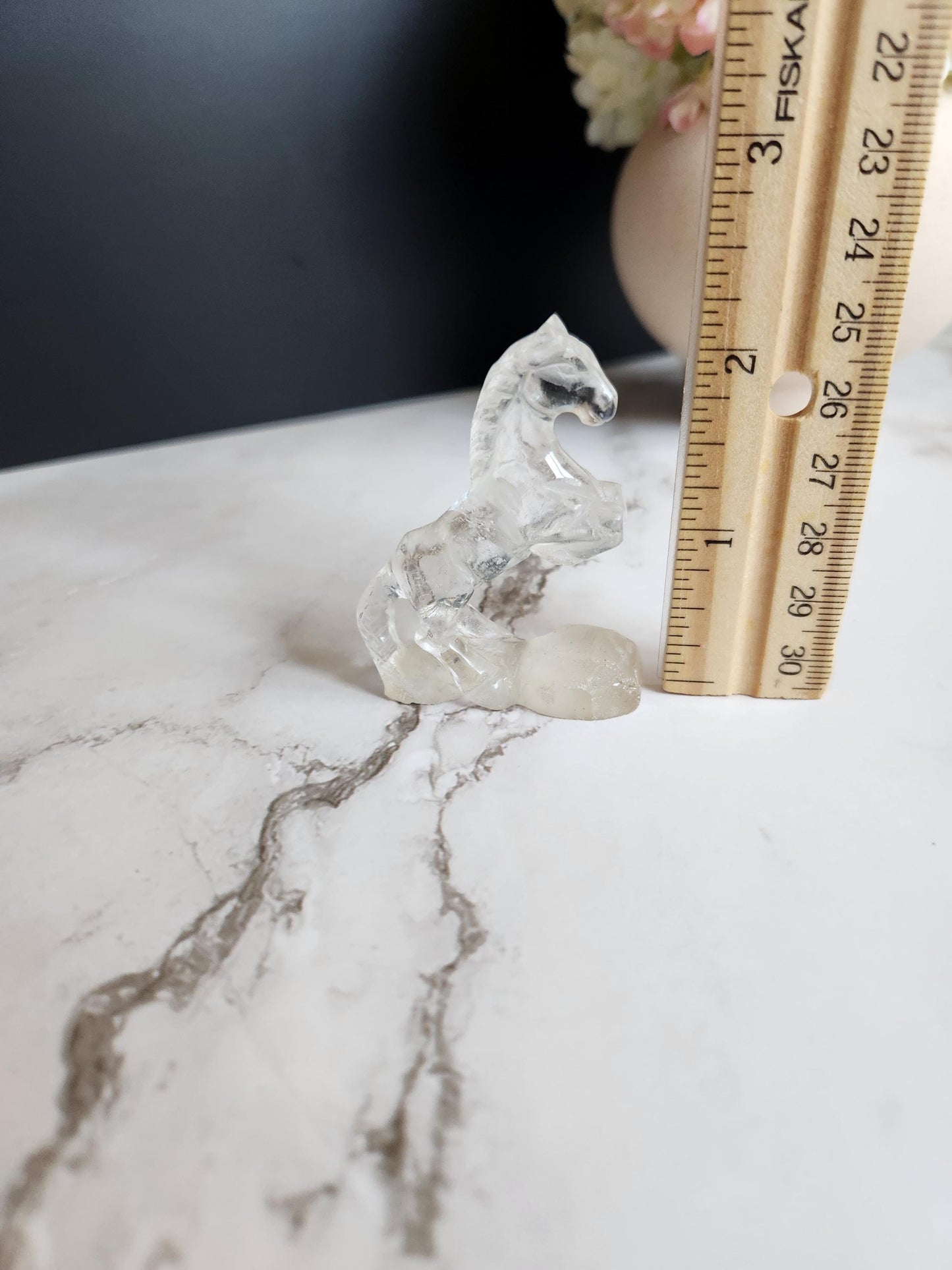 Amazing hand carved clear quartz horse, home decor, self standing A