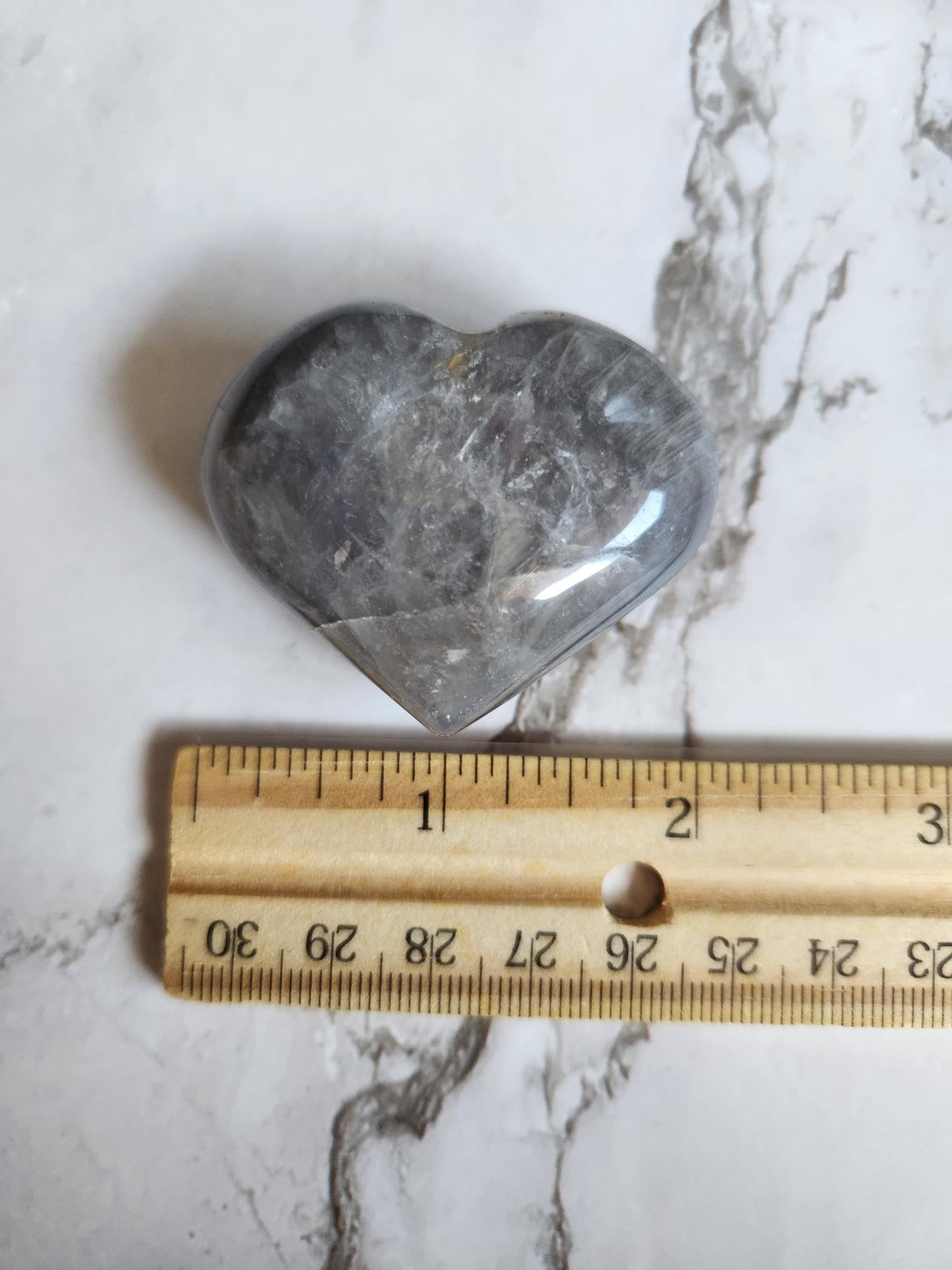 Pretty blue rose quartz heart with rainbows from Madagascar 11G